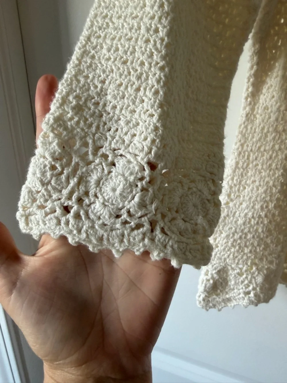 Vintage Kate Hill Whimsical Ren Faire Crochet Knit Tie-Front Linen/Cotton Top